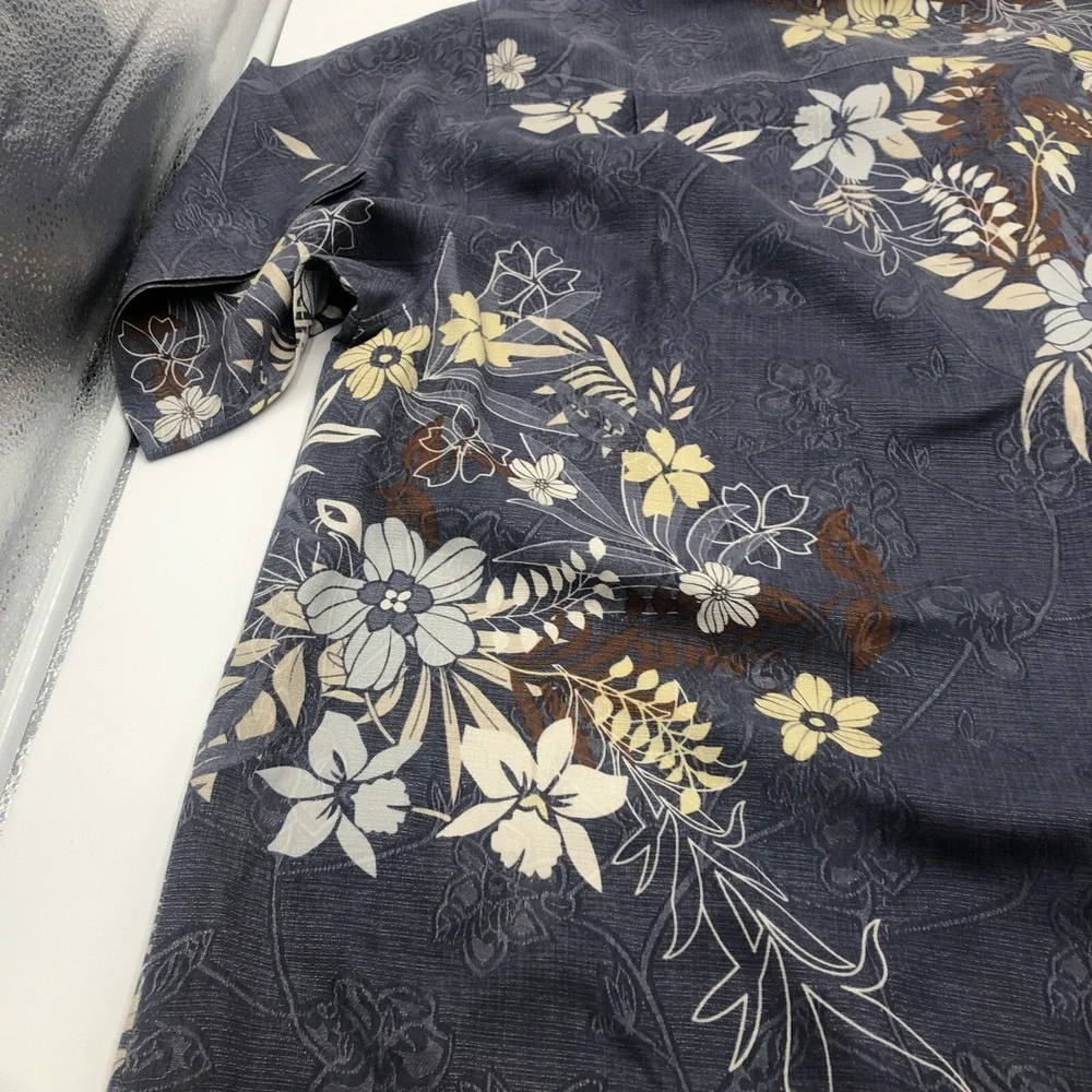 Tommy Bahama Silk Shirt Men's XXL‎ Floral Palm Hawaiian Tropical Short Sleeve